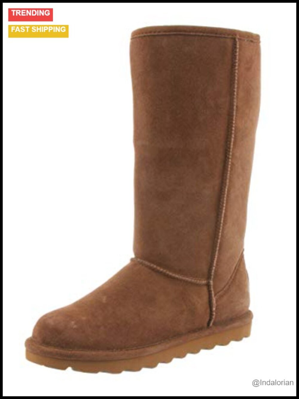 BEARPAW Elle Tall Suede Boot Sheepskin Wool Blend Lining Mid-Calf